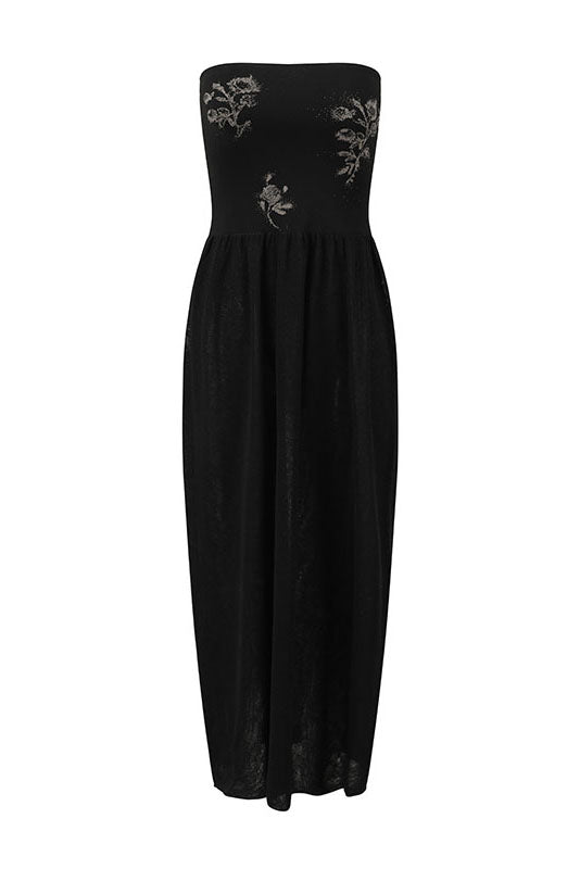 SWAYING 25 Early Autumn Floral Jacquard Tube Dress SW-SW25PF2L01C4-HEI Black